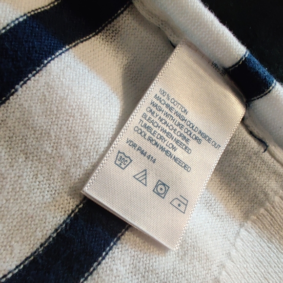 Nautica Navy Blue White Natuical Stripe Blouse Top - Picture 8 of 9